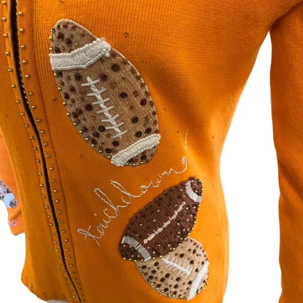 Berek Vintage Medium Football Sweater Clemson Auburn Cardigan Tennessee Orange - Picture 4 of 7